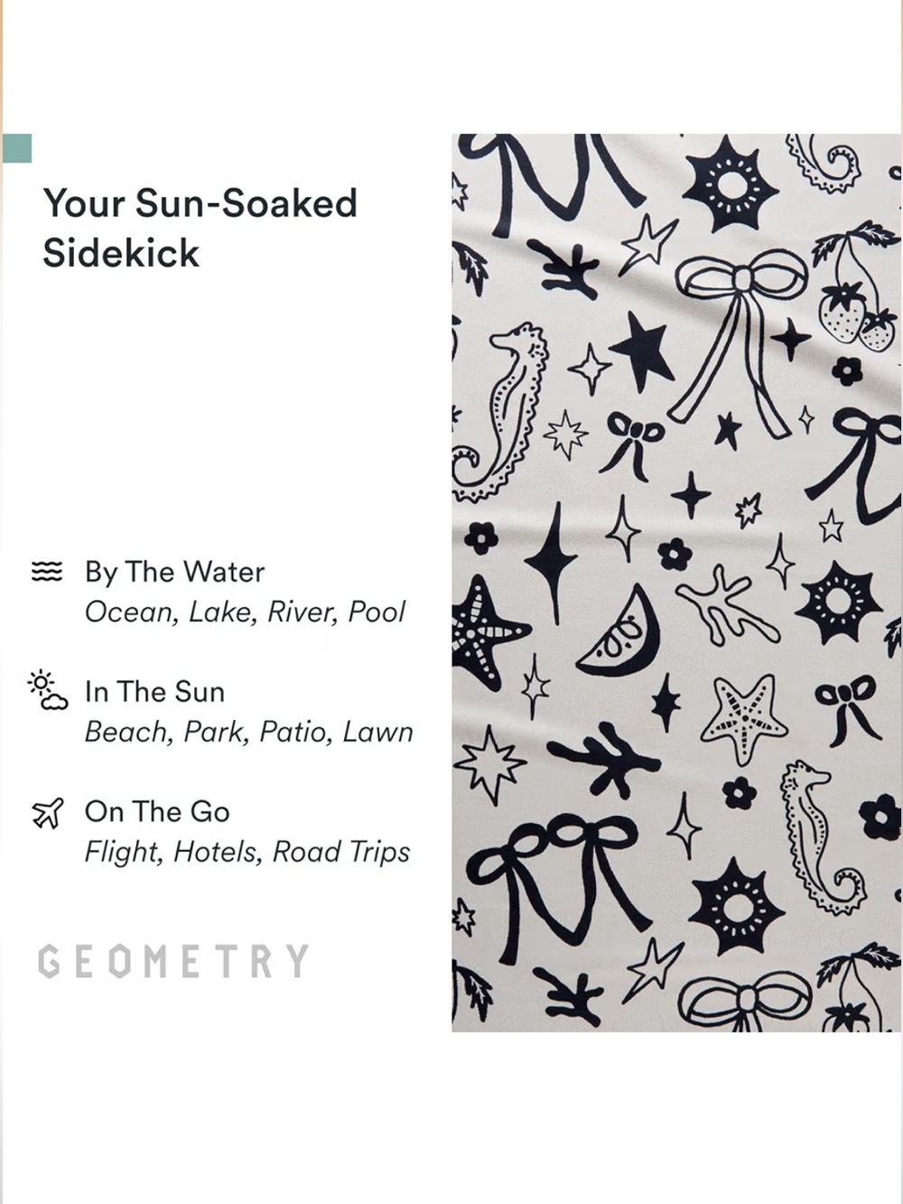 🖤GEOMETRY Micro-Loop Beach Towel – Quick-Dry, Sand-Resistant (Earth & Sea) - Picture 2 of 7
